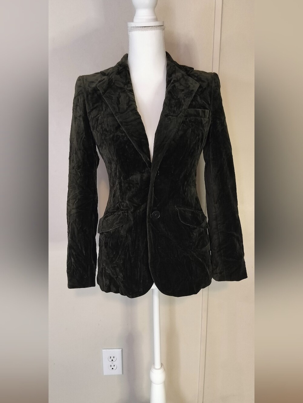 Ralph Lauren Black Velvet Single-Button Blazer